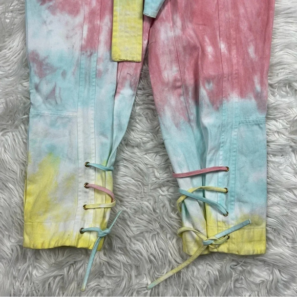 New LOVESHACKFANCY Tao Pant Rainbow Radial Tie Dye NWT Denim Casual Women’s 6 - Picture 3 of 13